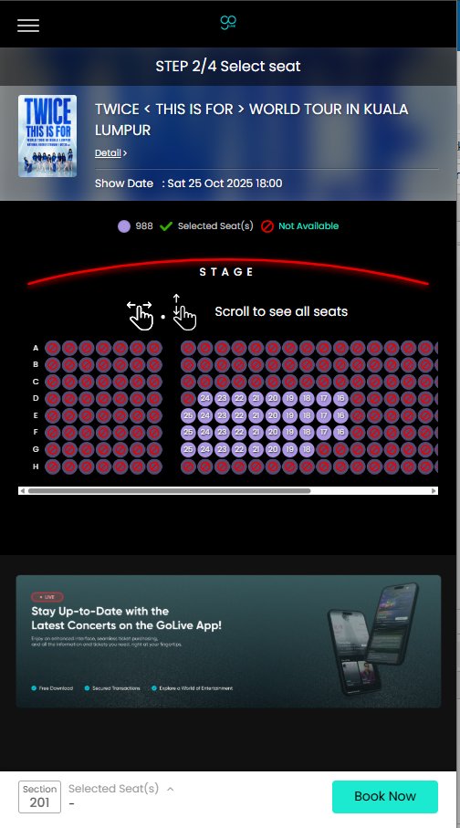 Omega_Calorie's tweet photo. Live Nation release some seat on Section 201

#TWICEinKL #TWICEinMY #THISISFORinKL #THISISFORinMALAYSIA #TWICE_THISISFOR_WORLD_TOUR_IN_KL https://t.co/yyOI6Aj2ZU