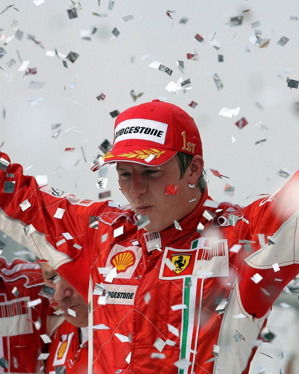 F1History1950's tweet photo. Happy Birthday to Kimi Raikkonen, aka “The Iceman”, named after his ice-cool attitude both on and off track. Born #OnThisDay 17 October 1979, Kimi had one of the longest-ever careers in Formula 1 that peaked when he won the 2007 Drivers’ Championship with Ferrari but would become so unhappy with the sport that he changed to rallying in 2010 despite still being in contract with the Italian team. A hard-drinking, party animal, you suspect he would have thrived had he been involved a generation earlier. As he himself said: "If the F1 world could go back 20 years, it would be the same as rallying now." Despite being relatively new to rallying, he managed impressive results, including a stage win and a tenth-place finish in the championship for two consecutive seasons. 

However, his passion for F1 was reignited when he returned to the sport in 2012 with Lotus F1. During his time with Lotus, Raikkonen gave the team their only wins, establishing himself, once again, as one of the most sought-after drivers.

In a remarkable turn of events, Ferrari re-signed him in 2013 on a two-year contract, which was later extended to 2018. His second stint with Ferrari saw a run of consistent performances, with 26 podium finishes, two pole positions, and a memorable win at the 2018 United States Grand Prix—his first win after a 113 Grand Prix gap.

At the time of his retirement in 2021, he was the most experienced driver in F1 history, with 349 Grand Prix starts. He lost that distinction to non other than Fernando Alonso the following year.

#f1 #formula1