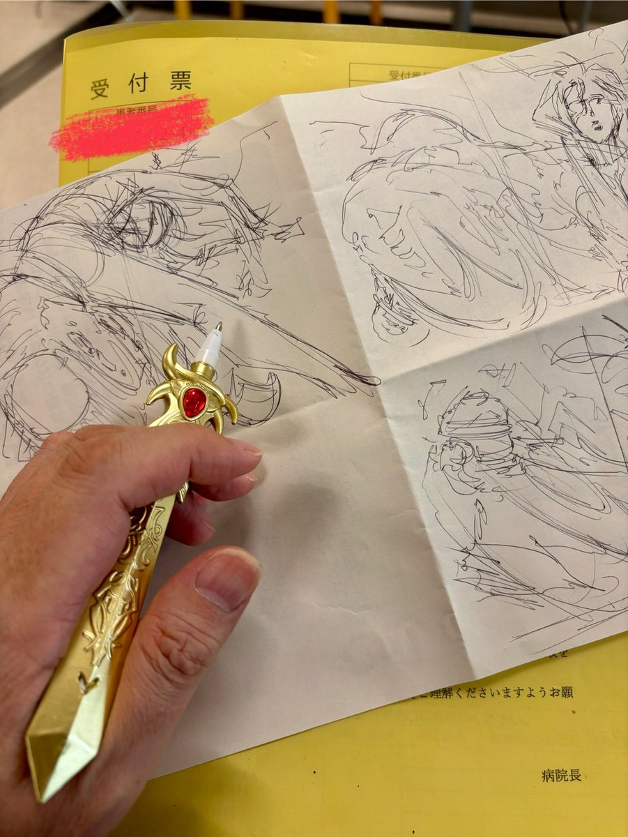 「母の病院付き添い合間にコミッションの構図考える。」|高岩ヨシヒロ＠【5/20ジャパコミ】参加しますのイラスト
