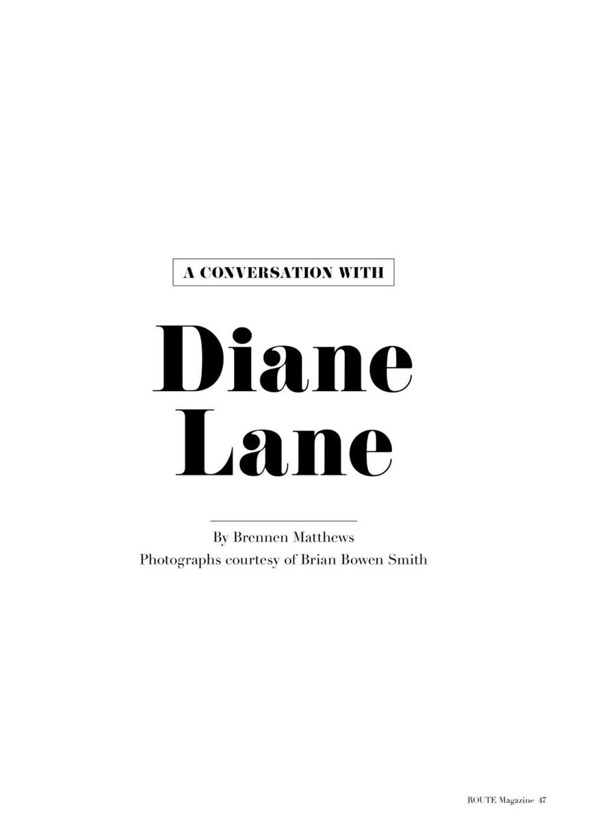 ✨ Diane Lane for Route Magazine — October issue ✨

This month, Route Magazine brings “A Conversation with Diane Lane” — an exclusive interview by Brennan Matthews, featuring a gorgeous cover photo by Brian Bowen Smith. We can’t wait to see this iconic collaboration!