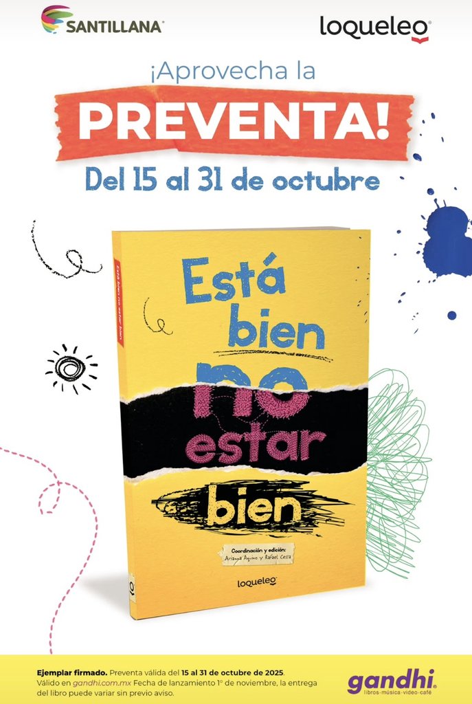 Llegó! 

#Libro para adolescentes en torno a las inquietudes sobre #SaludMental que les surgen. Lo hicimos con mucho amor un grupo de escritoras, editores, psiquiatras, terapeutas...

Es de <a href="/LoQueLeoSanti/">Loqueleo Santillana</a> <a href="/santillanagrupo/">Santillana Latinoamérica</a> 

Preventa en <a href="/LibreriasGandhi/">Librerías Gandhi</a>. Están firmados :)