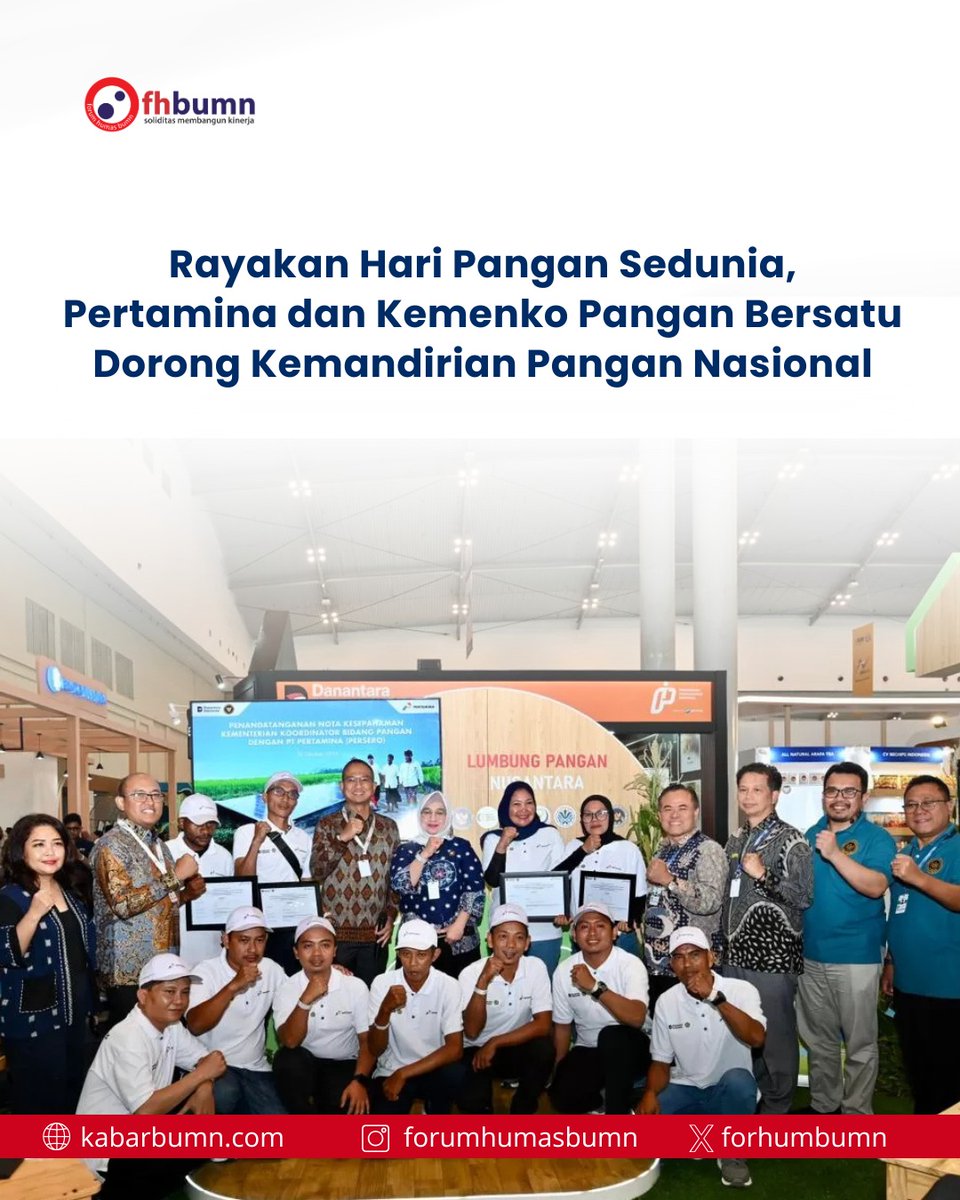 ForHumBUMN's tweet image. Langkah ini menjadi wujud nyata kontribusi kedua pihak dalam menghadapi berbagai tantangan sektor pangan di Indonesia. Pertamina telah mengembangkan 176 Desa Energi Berdikari di berbagai wilayah Indonesia. Dari jumlah tersebut, 106 desa difokuskan untuk mendukung sektor pangan.