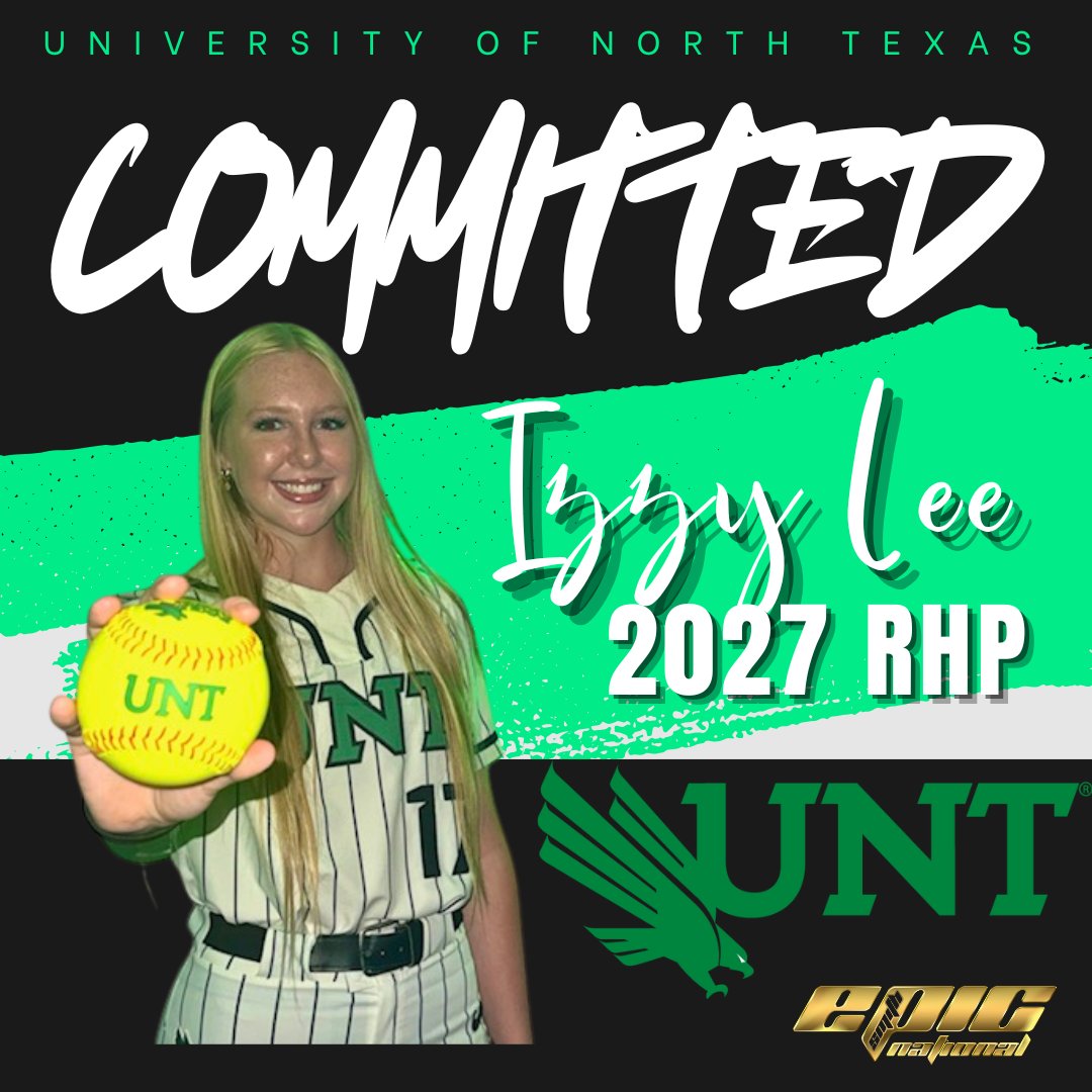 Epic National 18U Smith (@epicnational18) on Twitter photo Another🦅has landed! Congrats to <a href="/IzzyLeeSoftball/">Izzy Lee</a> on her commitment to further her academic and athletic career at <a href="/MeanGreenSB/">UNT Softball</a>. Let's work! <a href="/EastonFastpitch/">Easton Fastpitch</a>  <a href="/BlackStarATHL/">Black Star Athletics</a> <a href="/ExtraInningSB/">EXTRA INNING SOFTBALL</a> <a href="/LineDsoftball/">Line Drive Media</a> #GMG #DES Another🦅has landed! Congrats to <a href="/IzzyLeeSoftball/">Izzy Lee</a> on her commitment to further her academic and athletic career at <a href="/MeanGreenSB/">UNT Softball</a>. Let's work! <a href="/EastonFastpitch/">Easton Fastpitch</a>  <a href="/BlackStarATHL/">Black Star Athletics</a> <a href="/ExtraInningSB/">EXTRA INNING SOFTBALL</a> <a href="/LineDsoftball/">Line Drive Media</a> #GMG #DES