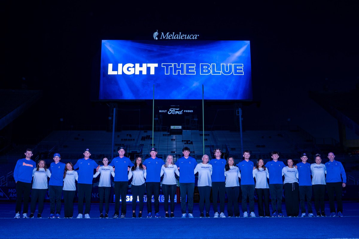 BroncoSportsWGF's tweet image. How do you celebrate two team championships and two individual champions? ⏩️ LIGHT. THE. BLUE!🔵

#BleedBlue | #WhatsNext