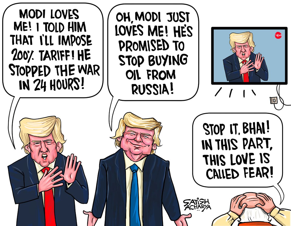 satishacharya's tweet image. Modi Loves Trump, says Trump.
#TrumpTariff #Russiaoil #indiapakistanwar