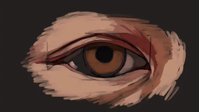 2時間10分くらいで描いた目の描き出しと完成。