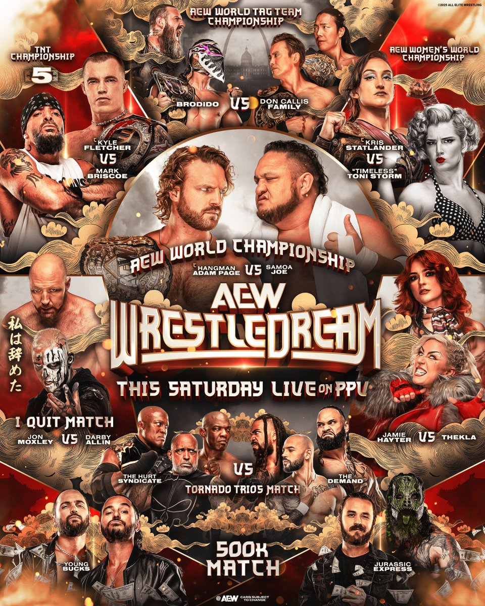AEW's tweet image. 🚨 TOMORROW NIGHT! 🚨
#AEWWrestleDream comes to you LIVE from St. Louis, MO on HBO Max PPV!
Don’t miss a moment of the action starting at 8/7c on @SportsOnMAX PPV, TOMORROW NIGHT!