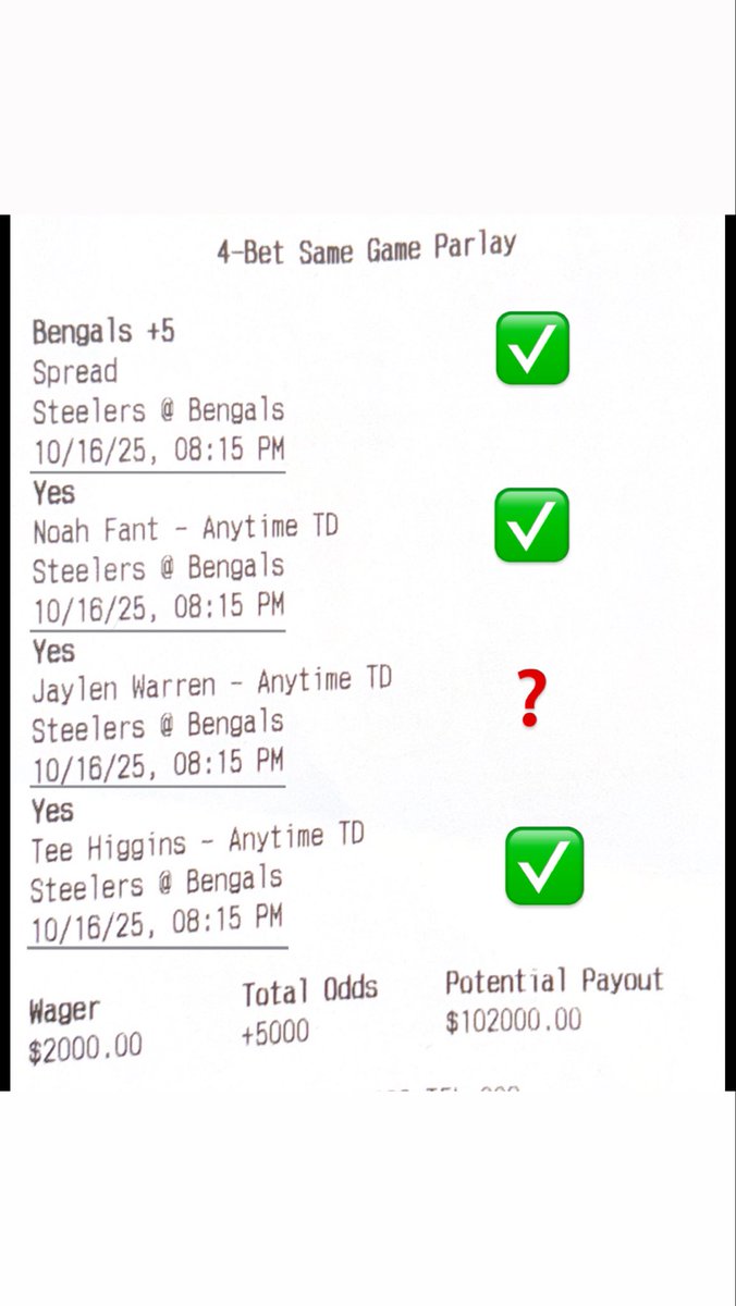 MattyBetss's tweet photo. Warren TD away from $100,000 https://t.co/ZkwKLgOK2m