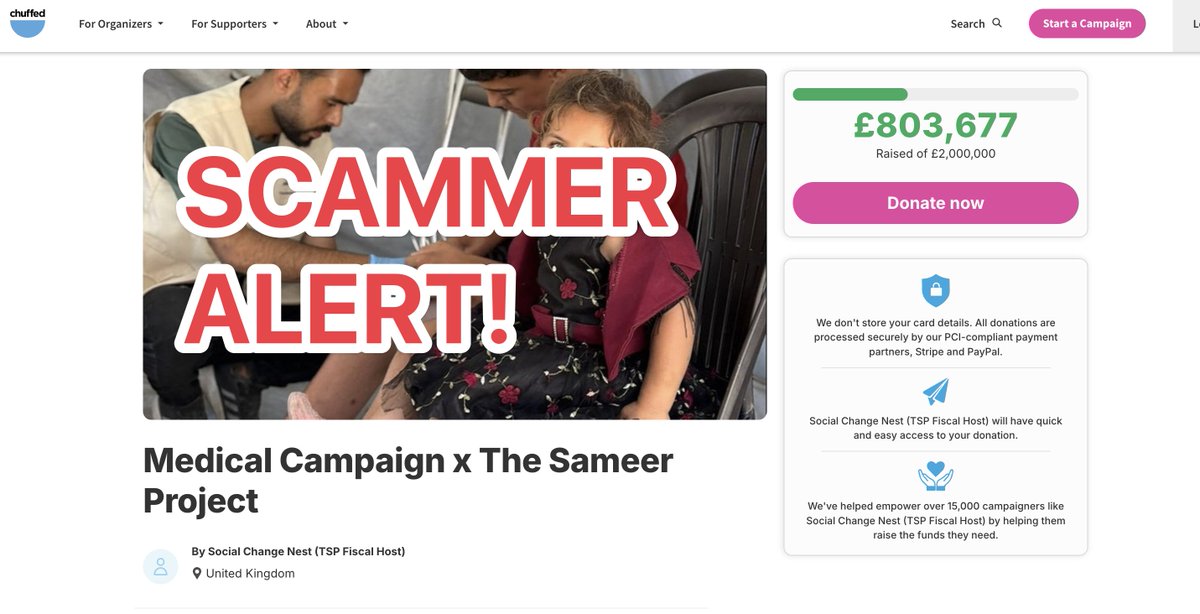 ❌❌ SCAMMER ALERT

This account takes whatever BS (debunk below) to grift money around from gullible donors using <a href="/Chuffed/">Chuffed</a> 

A pattern we keep seeing being abused on X without any sanction.