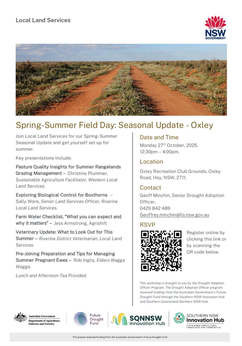 riverinaMFO's tweet photo. Preparing for the summer months is the theme for our Oxley seasonal update on 27 October. We have a good crowd registered, but would love to see a few more come along and join in the day. #riverina #ausag #rangelands #grazing #groundcover @SouthernNSWHub https://t.co/djvyV3gaBn