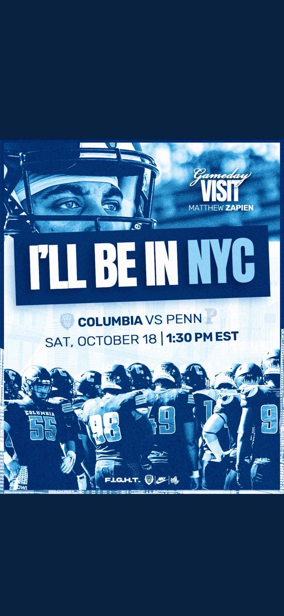 Super blessed and excited to be out in New York this weekend!!
<a href="/CULionsFB/">Columbia Football</a> <a href="/CoachJWood/">Justin Woodley</a> <a href="/CoachManion_/">Joe Manion</a> <a href="/Coach_Kukesh/">Andrew Kukesh</a> <a href="/CoachStoNGo/">Justin Stovall</a>