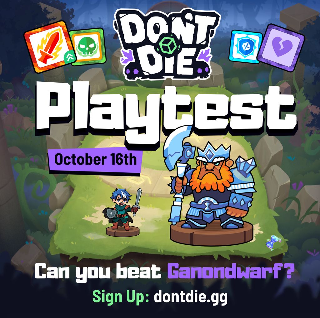 quilix's tweet photo. Chiến gấp game @dontdiegame vừa mới ra Early Access (CỰC SỚM) 🔥

Game này back bởi @anomalygamesinc (raise $1.45M), chơi được trên điện thoại 🤯

🧠 CÁCH CHƠI DON’T DIE GAME:

- Sử dụng xúc xắc để hạ gục kẻ thù, sau đó nâng cấp Die với Side mới sau mỗi game

- Cần cẩn thận với mỗi lần nâng cấp, càng nhiều bên trên xúc die, càng ít có khả năng chiến thắng

- Hạ gục boss Ganondwarf để giành chiến thắng

✅ Đăng ký chơi game sớm - Link dưới CMT ⤵️