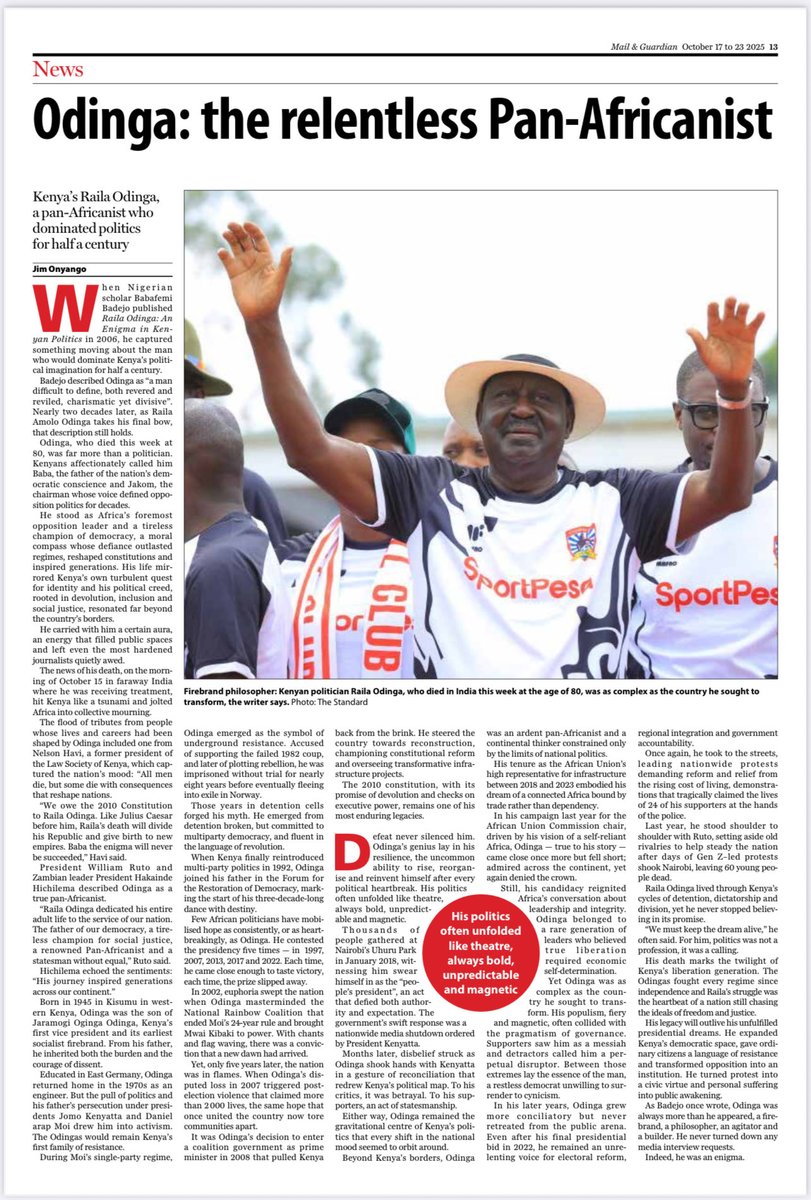 This was my most difficult assignment but I pulled through. My tribute to Baba has been published by South Africa’s Mail &amp; Guardian newspapers. Read it on page 13. I concluded that indeed he was an enigma.