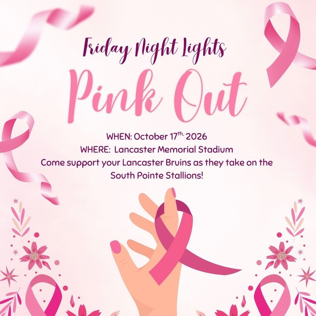 Please join us for Pink Out Friday as our Bruins take on the South Pointe Stallions Friday at home.