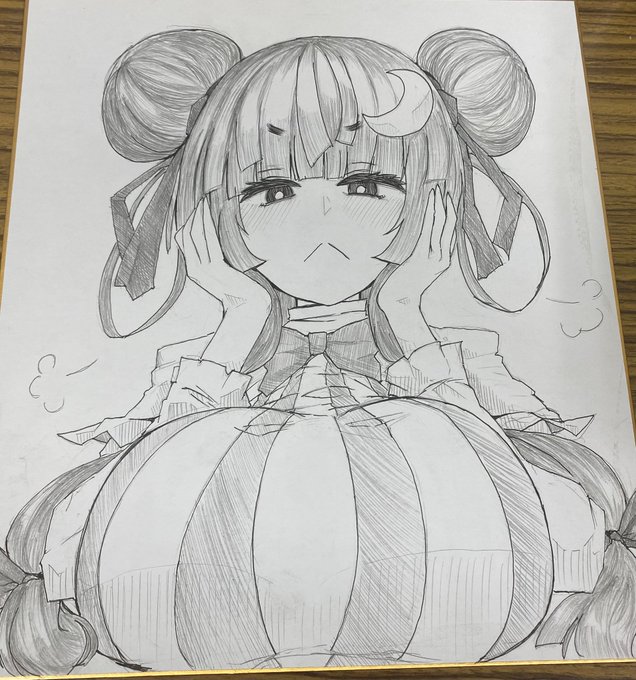 秋例用にお団子ムチムチちゅりーさんとウサギもこーちゃんも描いた