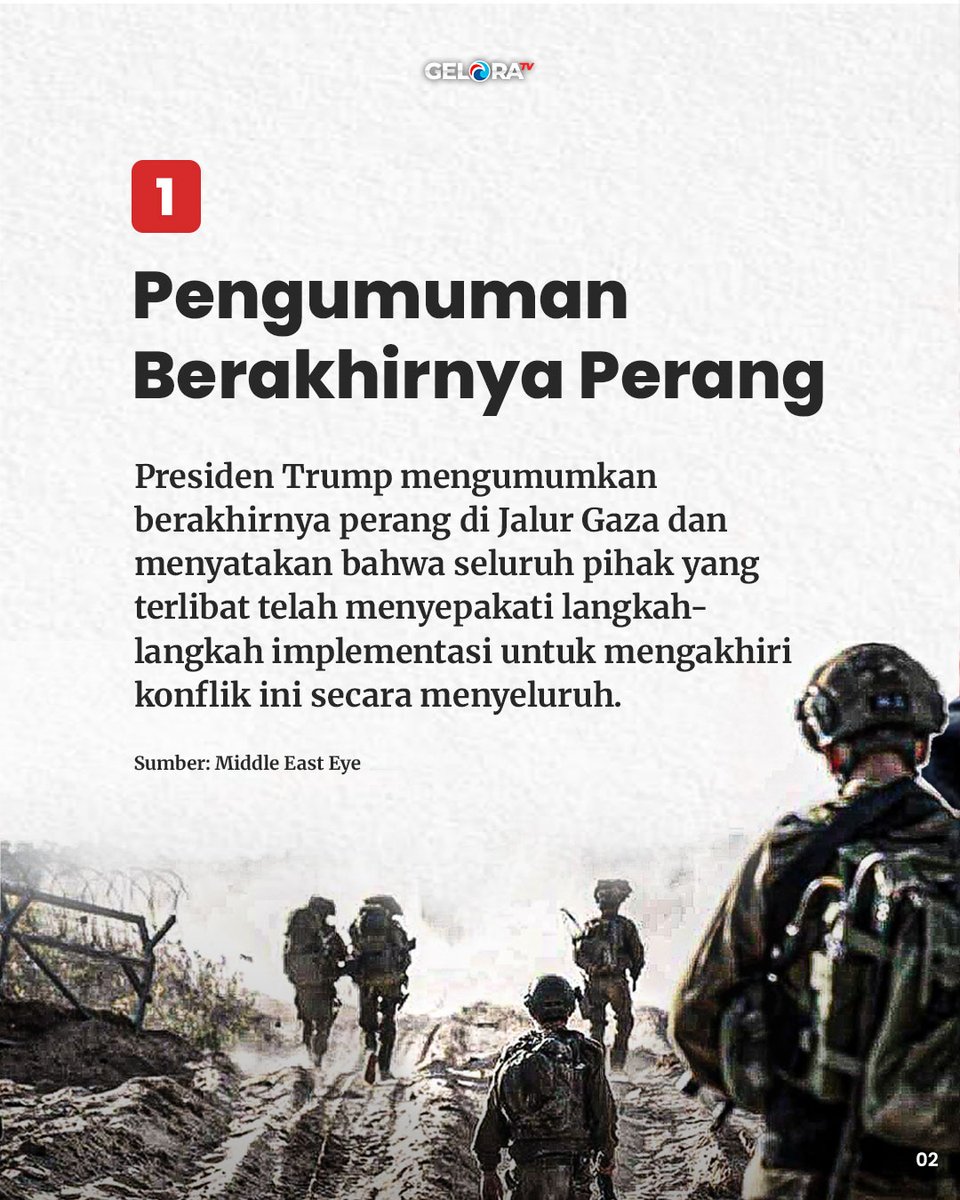 geloratvoffc's tweet photo. Perjanjian Damai di Sharm el-Sheikh, Mesir (13/10/2025) disebut sebagai tonggak penting dalam upaya mengakhiri penderitaan panjang rakyat Palestina.  

#Gaza #SharmElSheikh #GazaPeaceSummit #GeloraTV #PartaiGelora https://t.co/oy2GCqO25X