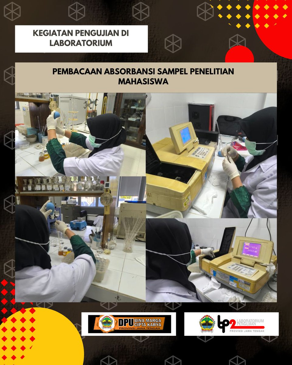 Bp2ProvJtg's tweet image. Pembacaan Absorbansi Sampel Uji Penelitian Mahasiswa dengan Spektofotometri UV-VIS

#NgopeniNglakoni #AhmadLuthfi #Pengujian
@dpubmckjateng
@humasjateng
@provjateng
@DPRDJateng