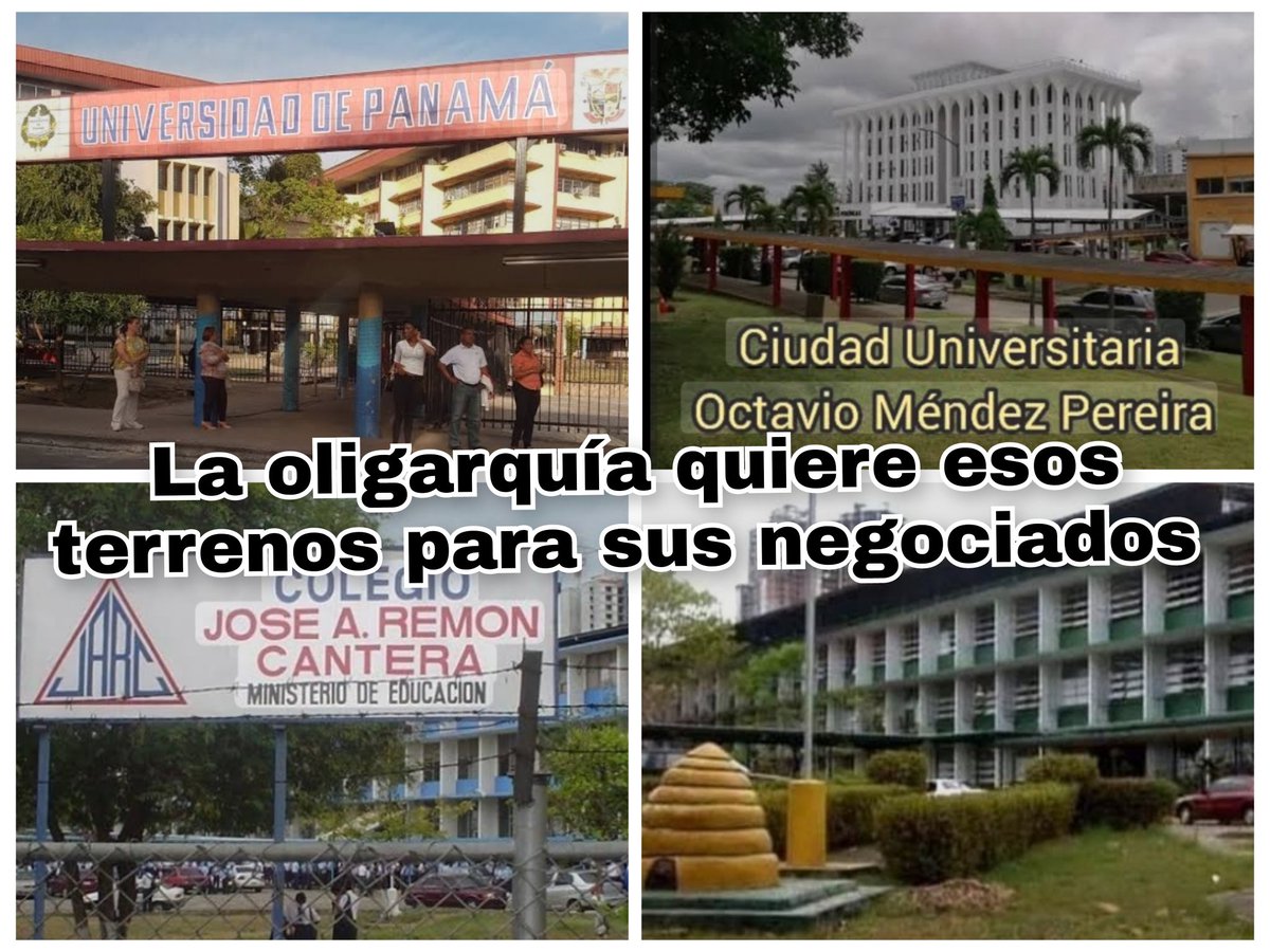 Mulino quiere los terrenos del campus universitario Octavio Méndez Pereira para que sus amigos oligarcas que controlan el Gobierno hagan negocios.

Lo mismo de Lucy Molinar con colegios de Patilla.

Oligarquía corrupta, mafiosa y vendepatria.

Estamos ante un Gobierno corrupto.