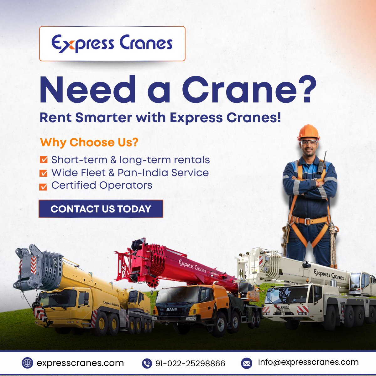ExpressCra61360's tweet image. Why buy when you can rent with confidence?
 Express Cranes offers certified operators, flexible rental plans &amp;amp; a wide fleet for every project — from metros to refineries. 🚧
📞 +91-22-25298866 | 🌐 expresscranes.com
#CraneRentalIndia #HeavyLiftingExperts #ExpressCranes