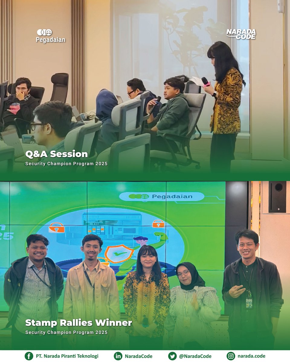 NaradaCode's tweet image. #SecurityChampionProgram2025 #PTPegadaian #NaradaCode #SecurebyDefault #ShiftLeft #SharingSession