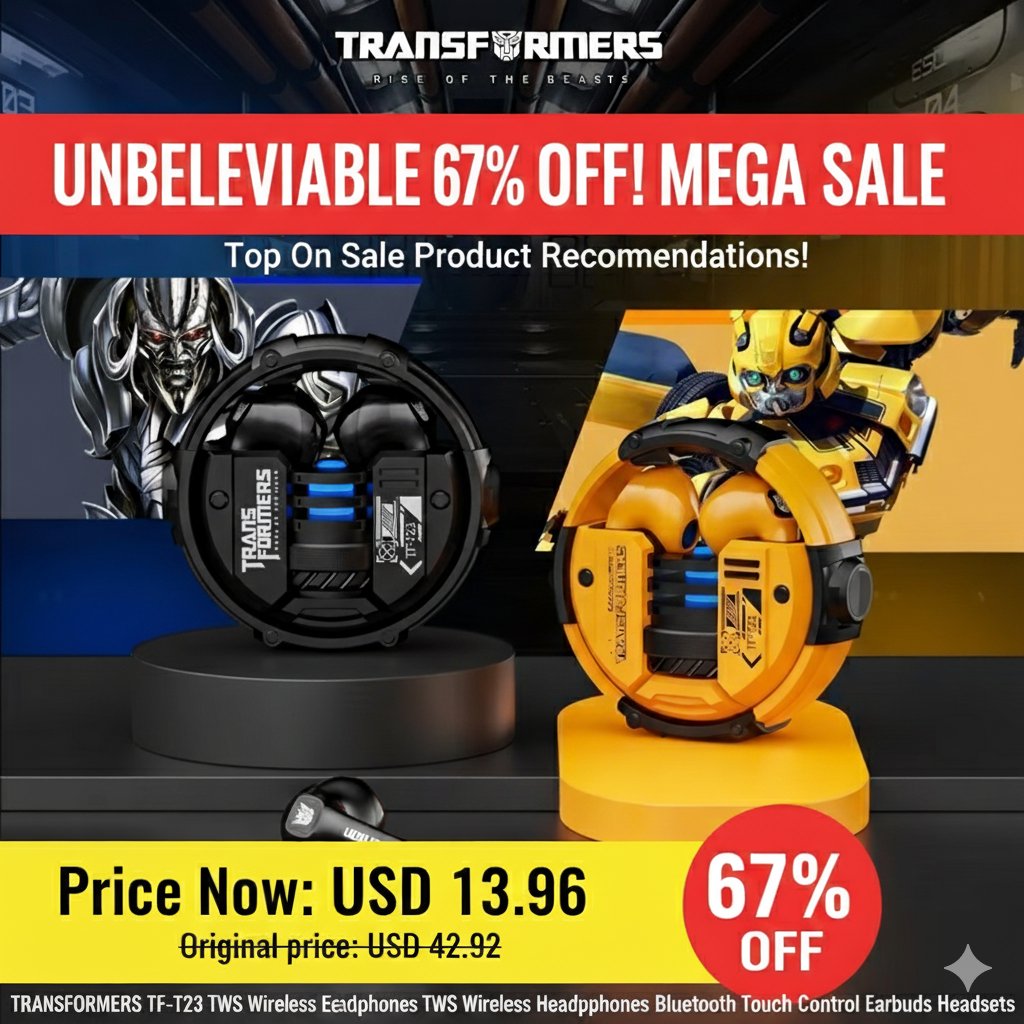 progadgets_link's tweet image. Top On Sale Product Recommendations!
TRANSFORMERS TF-T23 TWS Wireless Headphones Earphones TWS Wireless Headphones Earphones Bluetooth Touch Control Earbuds Headsets
Price Now: USD 13.96 (Original price: USD 42.92,  67% off)
🔗Click &amp;amp; Buy: s.click.aliexpress.com/e/_c37smZl5