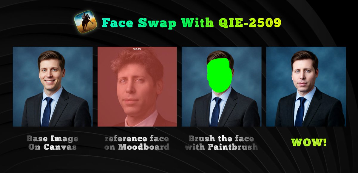 drawthingsapp's tweet image. 😇 This is genius, man!
💡 A brand-new face swap method — using QIE-2509 with “WOW!” results.
👇🏻 Check the comments for detailed steps.