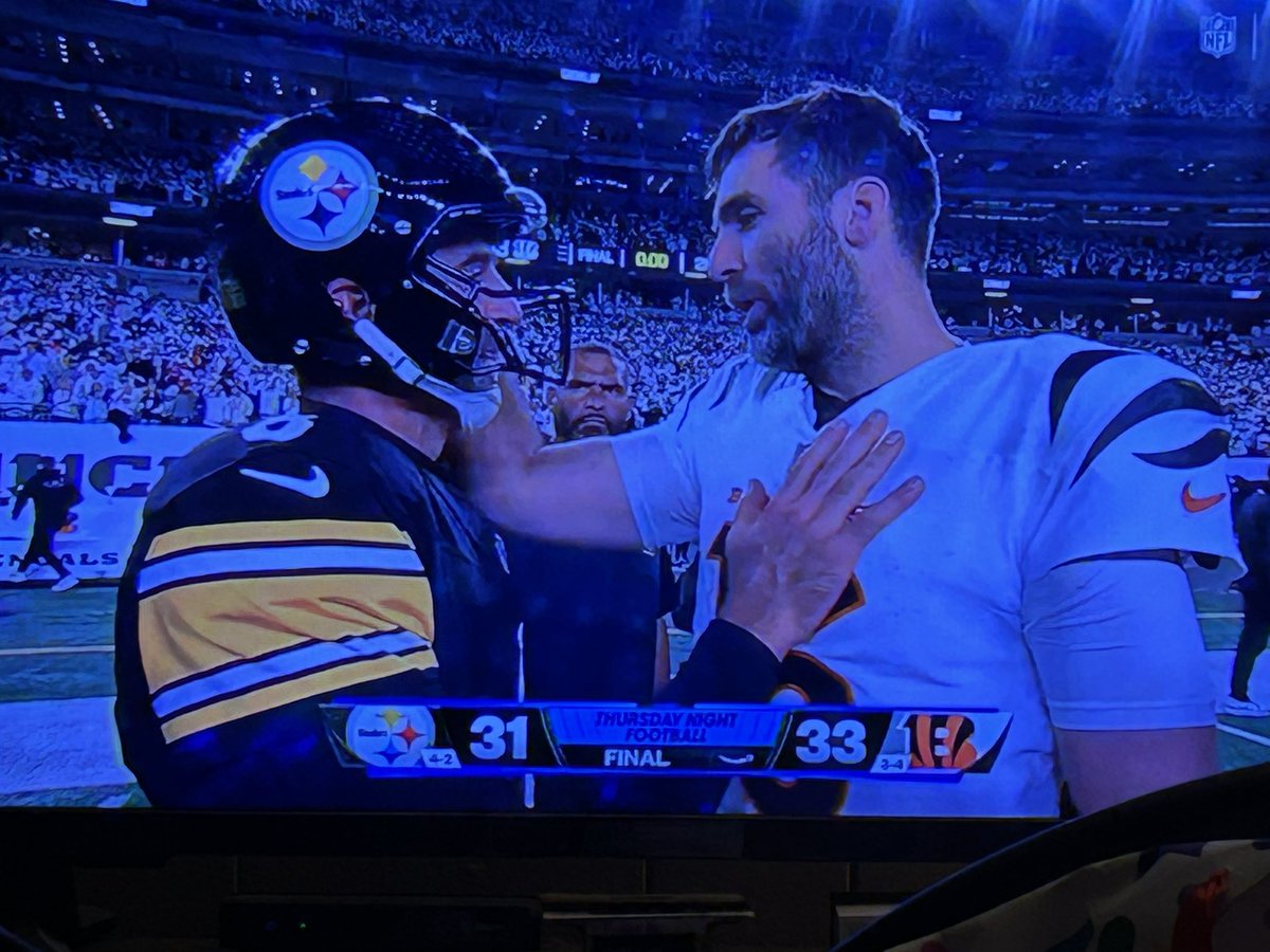 What a fucking game!!! Right down to the last fucking second!!! 2 legends #SteelersVsBengals
