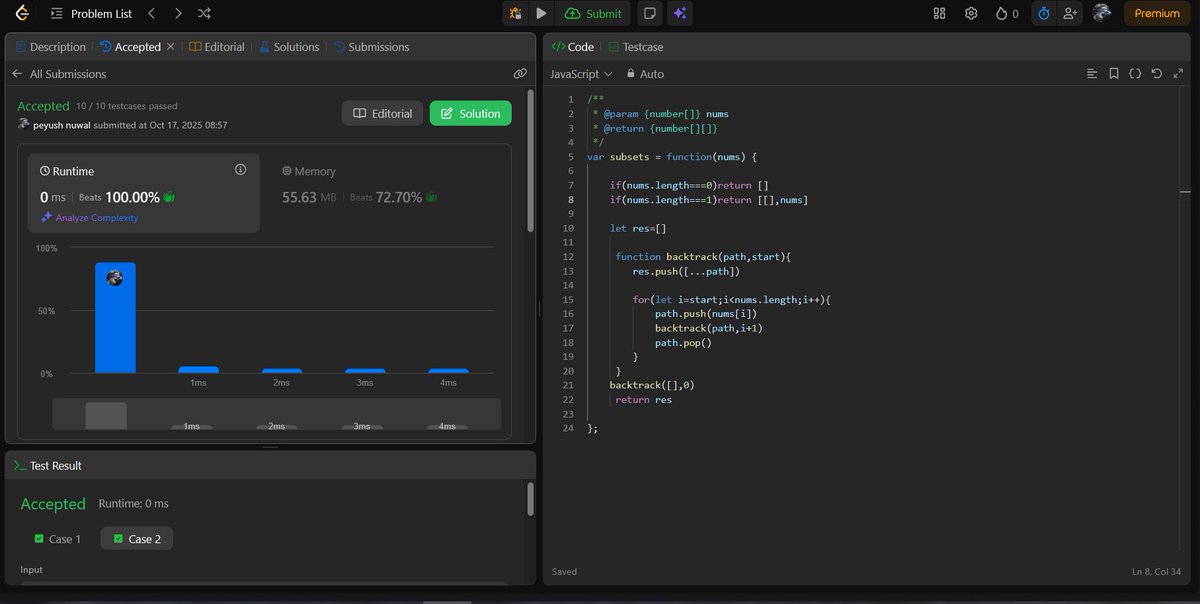 Nuwal_Peyush's tweet image. Day 37 &amp;amp; 38  of @100DaysOfCode 

two problems yesterday and 1 today 

leetcode - 283 : move zeros 
leetcode - 6 : zigzag conversation
leetcode - 78 : subsets

#Leetcode #Dsa #Array #Backtracking #ProblemSolving