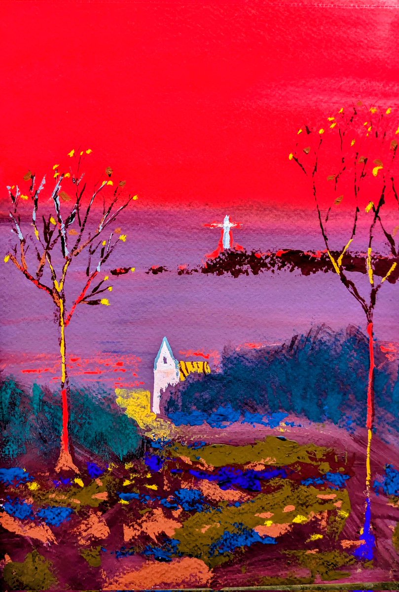 ＃artwork
＃art 
#絵、
＃心象風景画
＃Gouache
＃paintig
🎨❤️💜🩶💚🍂