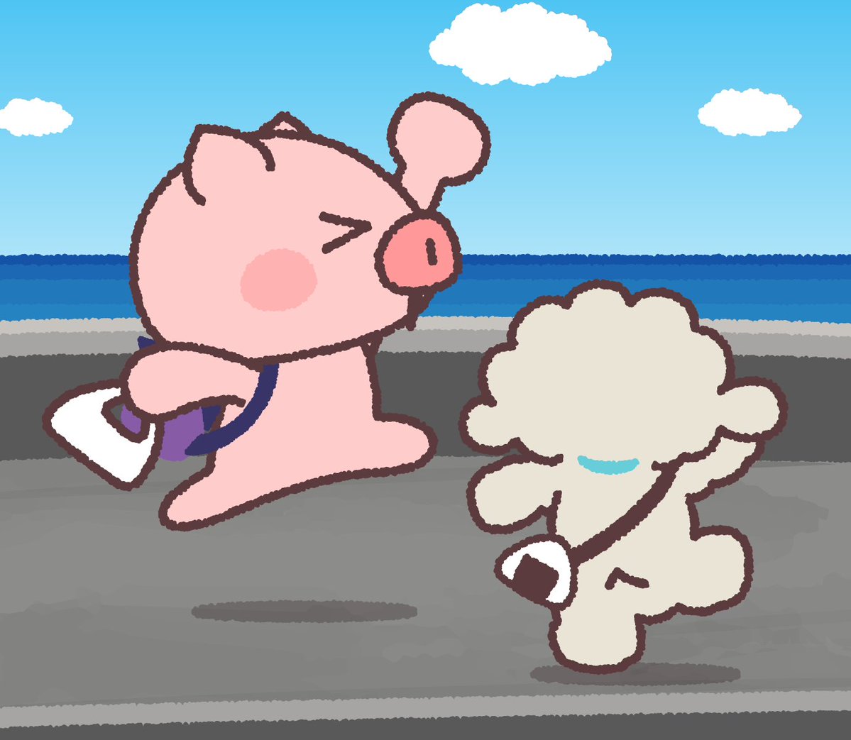 最高に美味しい海苔弁があるって聞いて三宅島にやってきたよ。岩海苔がたっぷり乗ってるんだ！海眺めながら食べよ～！

#ぶたたの日本縦断旅行