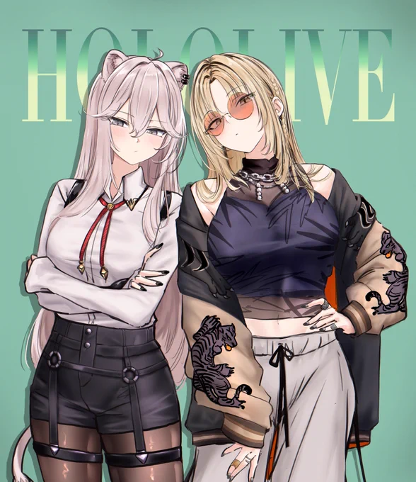 今日練習 171虎金妃笑虎 X 獅白ぼたんヽ( ⌒ω⌒)人(=^‥^= )ノ #ししらーと #ニコたん描いたん