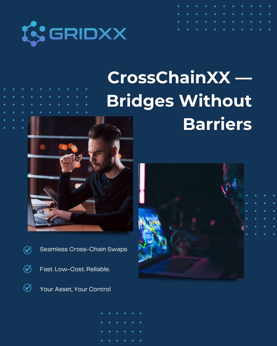 gridxxcom's tweet image. Why pay big fees to move between chains? CrossChainXX transfers assets across Ethereum, BNB, Solana &amp;amp; more—fast, cheap, and reliable—while fueling $GXX growth through ecosystem revenue.

#GridXX #CrossChainXX #DeFiInteroperability #CryptoUtility #BlockchainEfficiency