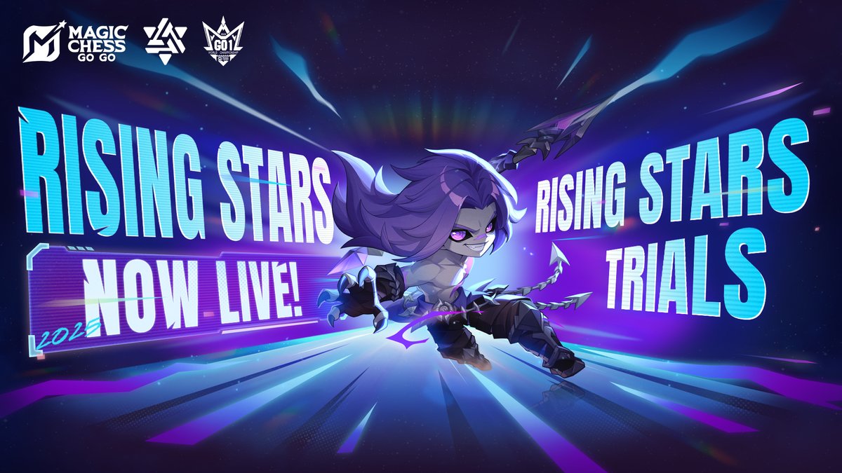 MagicChessGoGo's tweet image. MCGG Rising Stars - Rising Stars Trials opens this week!
You only need 25 points to unlock the Rising Star title!
Falling behind? Don't worry! You get 10 participation chances each week, and you earn points whether you win or lose!
Let's aim for the Division Finals!