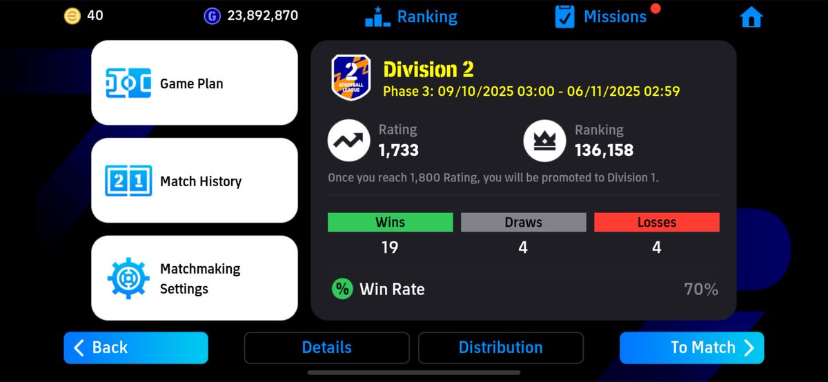 KBfrancis7's tweet image. ROAD TO DIVISION 1🍀☘️
What your rating ?😂🙂 mine is 70% currently @Peshubapp @play_eFootball @sg02fitwts