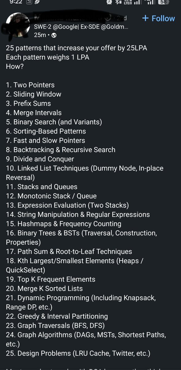 What an absolute gem of a hook line man. And of course, the OP is a FAANG employee.

Maybe I'm an idiot but learning algorithms just so you can increase your package is downright stupid to me. 

Read this on a tweet yesterday, let your compensation follow your craft, and not the