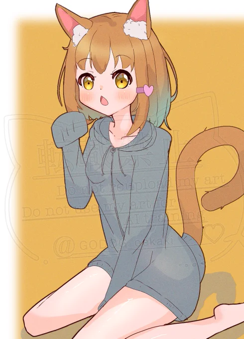 うちの子ミミちゃん! 寒くなってきたのでパーカー着てます #イラスト