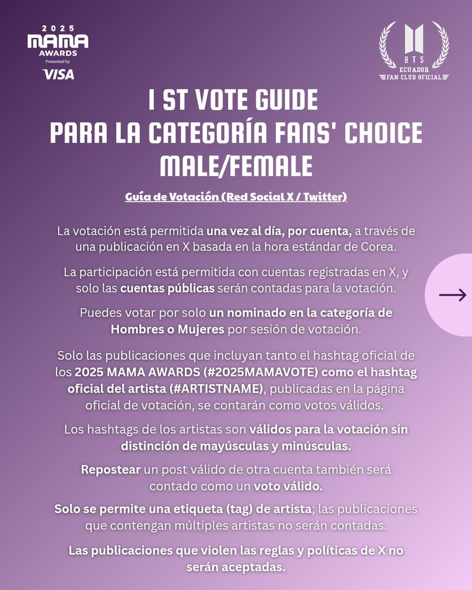 BTSEcuador_7's tweet photo. 💬 Y en X, usa los hashtags #/JIN o #/Jhope + #2025/MAMAVOTE 

Ej: "I’m voting #/jhope for the #/2025MAMAVOTE"

¡Cada voto cuenta! ARMY siempre logra lo imposible https://t.co/gltDSv5WJY
