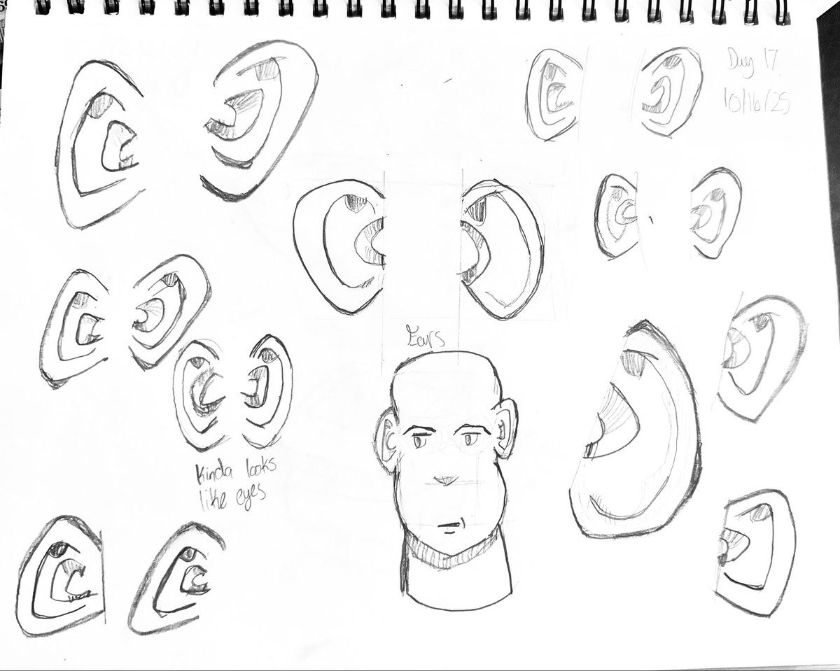 TheOfficialJcr's tweet image. Day 17 - Forms and Ears 👂 

#LearnToDrawIn30Days 
#learninghowtodrawin30days