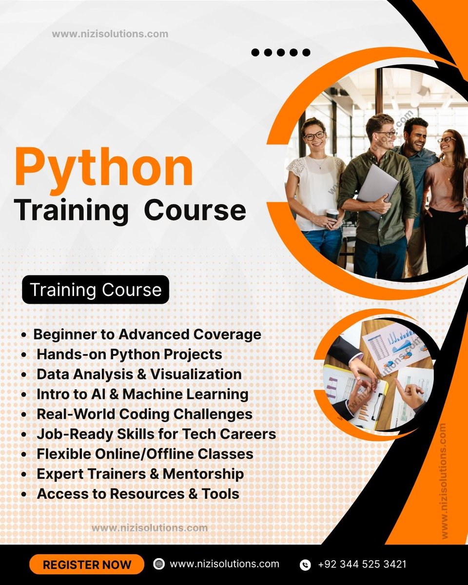 nizisolutions's tweet image. 🚀 Learn #Python and level up your tech skills with Nizi Solutions!
📍 Islamabad | 💻 Online / Offline
🎓 Duration: 1–3 Months
📅 Starts Soon
📞 +92 344 5253421
👉 nizisolutions.com/training/pytho…
#Coding #LearnPython #Islamabad #NiziSolutions #Programming #TechTraining