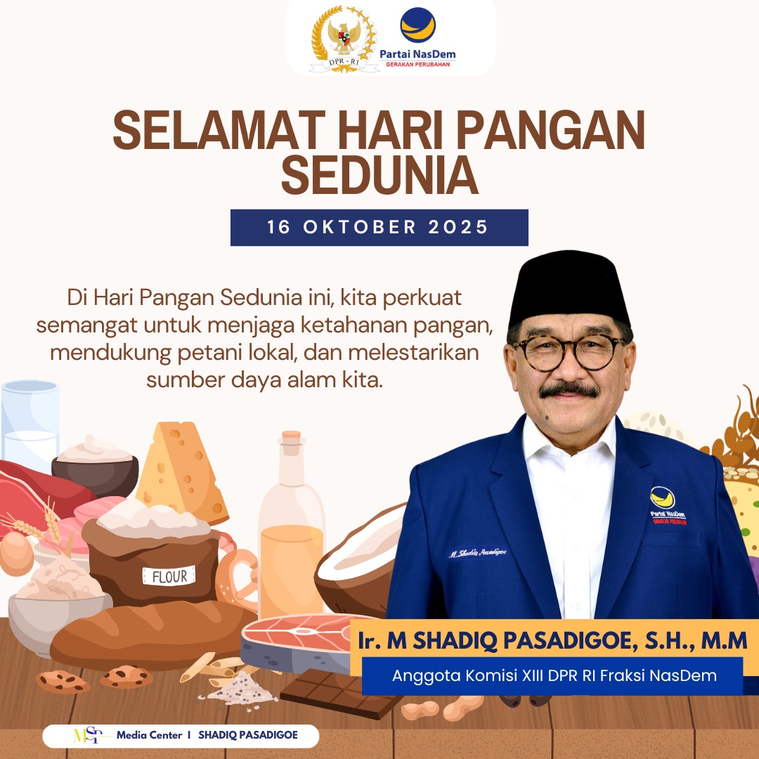 mshadiqp372's tweet photo. Selamat Hari Pangan Sedunia 2025 🌾

Mensyukuri karunia Allah SWT atas melimpahnya sumber pangan di negeri kita.
Mari kita jaga ketahanan pangan, dukung petani, nelayan, dan pelaku usaha kecil agar Indonesia benar-benar berdaulat pangan dan penuh keberkahan. https://t.co/gi59N2Ow8S