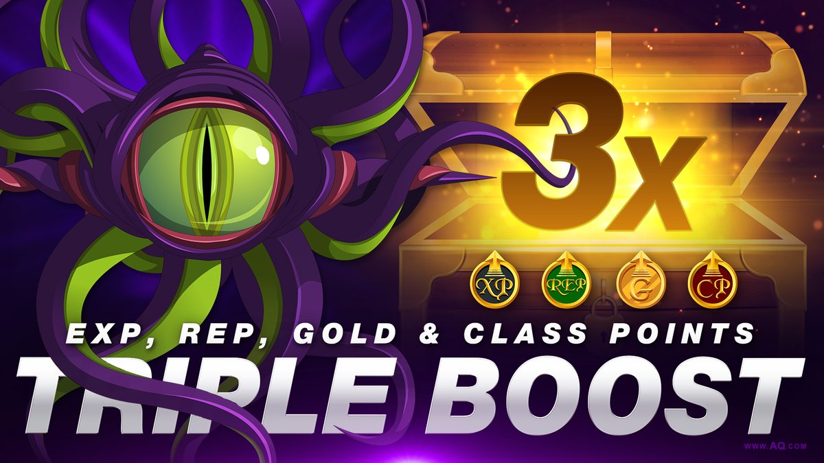 🎉 Our 17th birthday celebration continues with your latest gift: a TRIPLE Gold, Rep, EXP, and Class Points Boost all weekend long! AQ.com