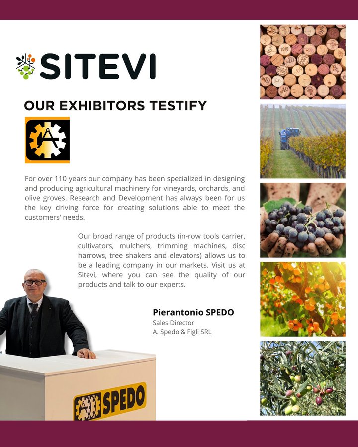 🚜 Más de 110 años de innovación al servicio de viñedos, huertos y olivares: SPEDO diseña maquinarias agrícolas de alto rendimiento y durabilidad. 
Descubra sus portaherramientas, cultivadores, trituradoras y podadoras en #SITEVI 2025.
📍 25–27 de noviembre – Montpellier