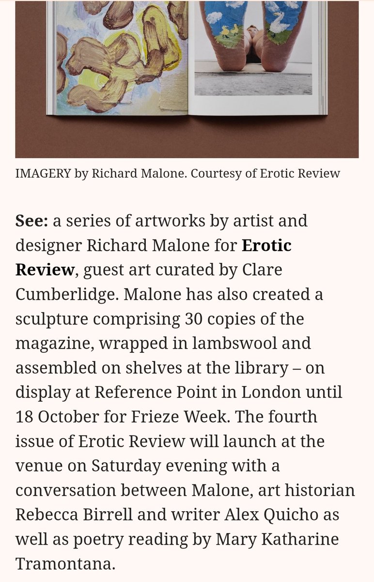 In <a href="/AnOtherMagazine/">AnOther Magazine</a> Thing to Do! 😎 
Saturday night in London, I'll read read my long poem 'Do not write poems likening his body to god' <a href="/EroticReviewMag/">Erotic Review</a> 's Autumn/ Winter issue launch, 'Art + Desire'