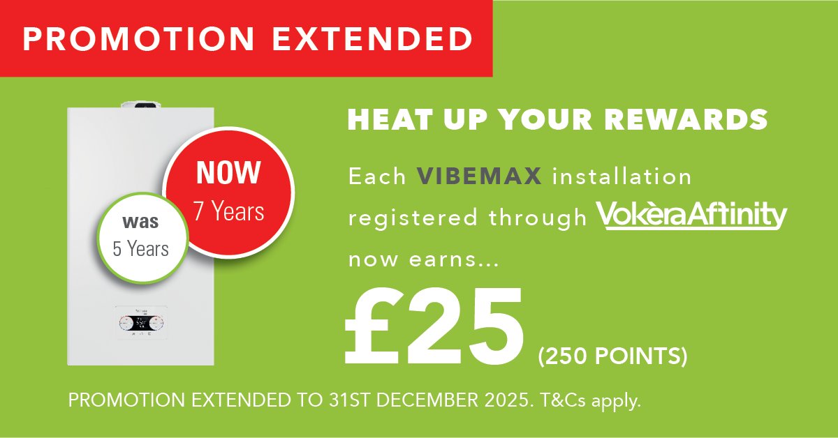 🔥 Upgrade your installs with the Vokèra Vibe MAX – now with a 7-YEAR WARRANTY! 🔧

✅ High efficiency
✅ Smart control ready
✅ Compact &amp; installer-friendly
✅ Perfect for modern homes

Register on Affinity for bonus points &amp; exclusive rewards 💥 installers.vokeraaffinity.co.uk/Login/Default.…