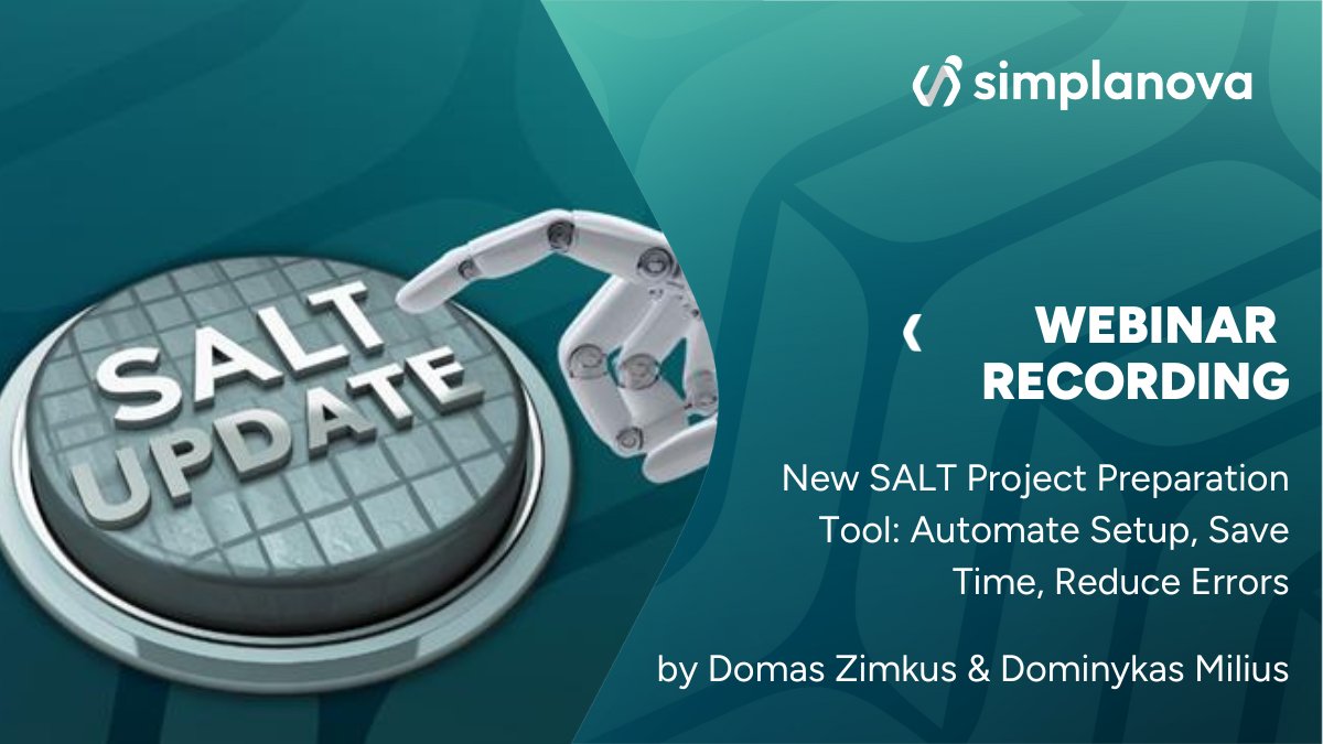Simplanova recently hosted the #webinar “New SALT Project Preparation Tool: Automate Setup, Save Time, Reduce Errors". Watch the recording here: youtu.be/5O0rJgknq1c?si…