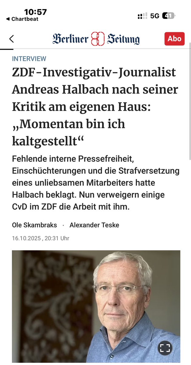 Fehlende interne Pressefreiheit, Einschüchterungen und die Strafversetzung eines unliebsamen Mitarbeiters hatte Halbach beklagt. Nun verweigern einige CvD im ZDF die Arbeit mit ihm.

Das Interview mit dem ZDF-Mann von <a href="/crzy_zeitpunk/">Ole Skambraks</a> und <a href="/aleksteske/">Alexander Teske</a>  in der <a href="/berlinerzeitung/">Berliner Zeitung</a> gibt’s