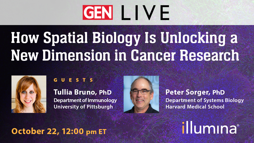 GENbio's tweet image. Discover how spatial biology is transforming cancer research! Join our FREE GEN Live webinar on Oct 22, sponsored by @illumina. Register: hubs.li/Q03NWK4L0 #BiomedicalResearch #Cancer #SpatialBiology #FreeWebinar
