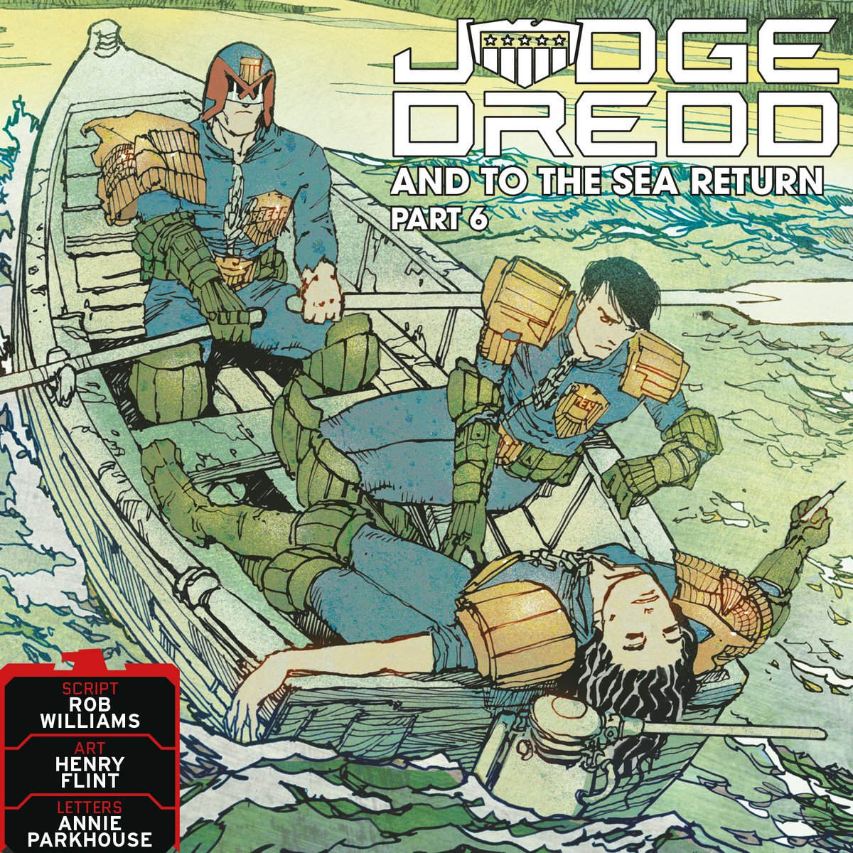 2000 AD Prog 2455 is out on 22nd October - featuring JUDGE DREDD: AND TO THE SEA RETURN, Part Six by:

📝 Script: <a href="/Robwilliams71/">Rob Williams</a> 
✏️ Art: <a href="/henryflintZ/">Henry Flint</a> 
💬 Letters: Annie Parkhouse

Subscribe now and get zarjaz free gifts ➡️ bit.ly/2Ws04uc