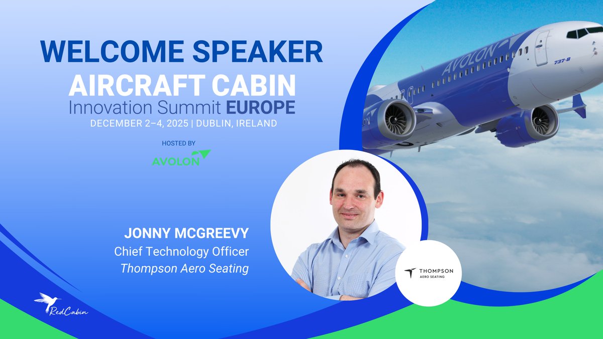 ✈️ At our ACIS in December, we will be hosting a fascinating panel discussion titled "Design Without Boundaries – Continuous Evolution Through Customer Insight".

🗣️ Presenting this talk will be Jonny McGreevy, Chief Technology Officer at Thompson Aero Seating!

#RedCabin2025