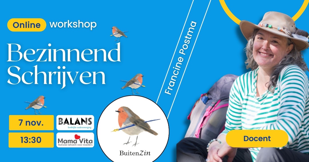Doe mee met de online workshop “Bezinnend Schrijven” op 7 nov. van schrijver/ journalist Francine Postma. Eenvoudige, inspirerende schrijfoefeningen. Ga op verkenning in je eigen hoofd en hart.

eventbrite.com/e/tickets-onli…
#BezinnendSchrijven #Reflectie #RustInJeHoofd #OnlineWorkshop